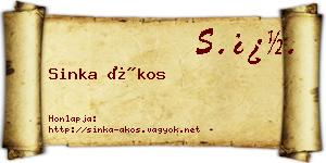Sinka Ákos névjegykártya